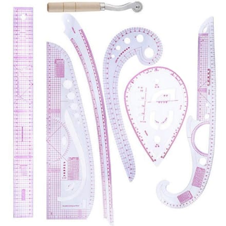 7-delige Curve Liniaal Set Hoge Transparantie Nauwkeurige Schaal Flexibiliteit Naa Liniaal Set voor Kleding white