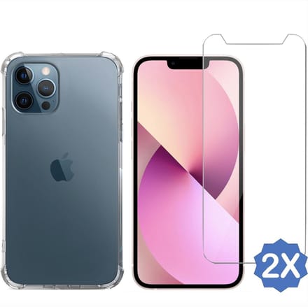 Geschikt voor iPhone 13 Pro Hoesje - Beschermhoes Transparant - 2x Screenprotector