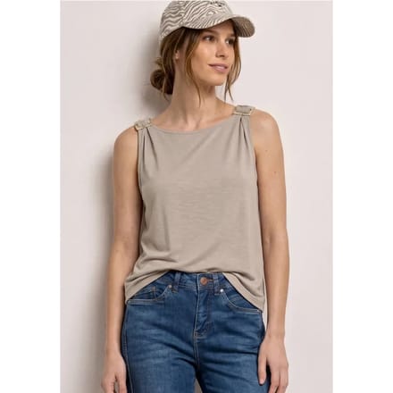 Top met ronde hals en schouderdetails