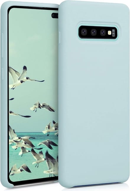 Solid hoesje Geschikt voor: Samsung Galaxy S10 Plus Soft Touch Liquid Silicone Flexible TPU Rubber - Mist blauw