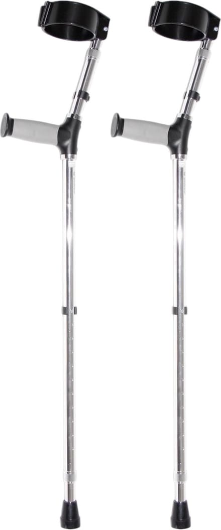 Elleboogkruk soft touch handgreep - Paar - Zilver