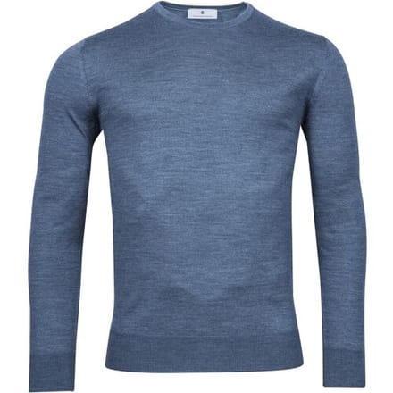 Thomas Maine Trui Ronde Hals Single Knit Merino Wool Denim Blue / male