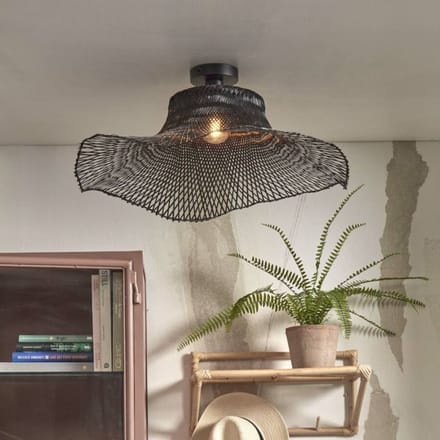GOOD&MOJO Plafonniere Ibiza - Bamboe Zwart - 65x65x20cm - Bohemian