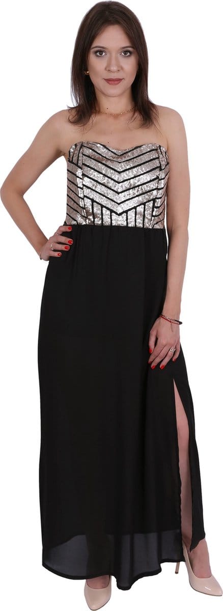 John Zack - Zwarte maxi-jurk met lovertjes