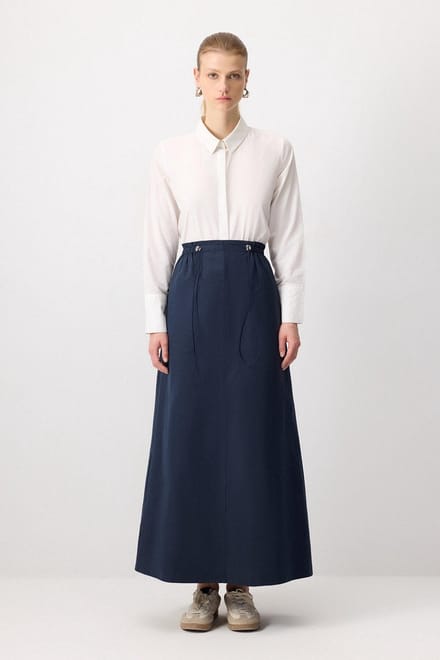 Touché Privé - Geweven rok met elastische taille - Marine - Dames
