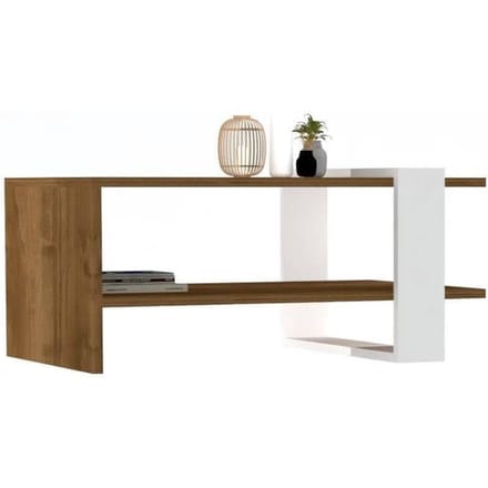 Houten salontafel "Gaye" - 80 x 50 x 35 cm - Notelaar, Wit