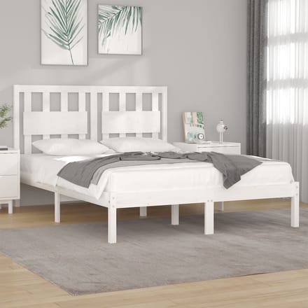 vidaXL - Bedframe - massief - grenenhout - wit - 140x200 - cm