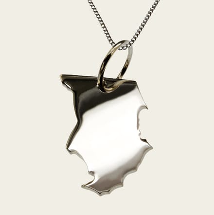 Zilveren Landkaart Tsjaad ketting hanger