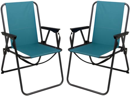 Redcliffs Klapstoel unica - 2x - blauw - voor kinderen - 75 x 38 cm - metaal/polyester - campingstoel / tuinstoel