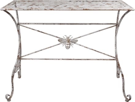 Clayre & Eef Tuintafel 112x50x86 cm Wit Bruin Metaal Bij