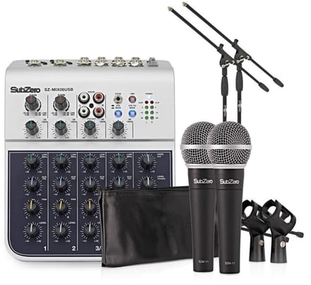 SubZero 6-kanaals Mini Mixer en Microfoon Pakket