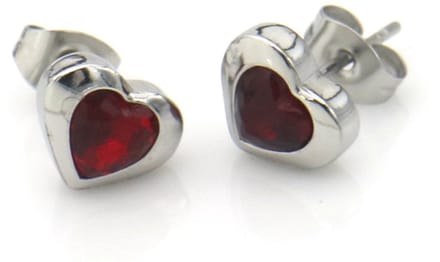 Oorbellen hart kristal studs - RVS - 8 mm – valentijn – cadeau
