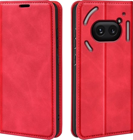 MobyDefend Hoesje - Geschikt voor Nothing Phone (2a) / Nothing Phone (2a) Plus - Luxe Wallet Bookcase (Magnetische Sluiting) - Rood