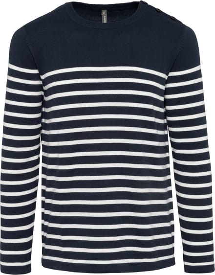 Kariban Gestreepte herentrui K989 - Striped Navy / Off White - S