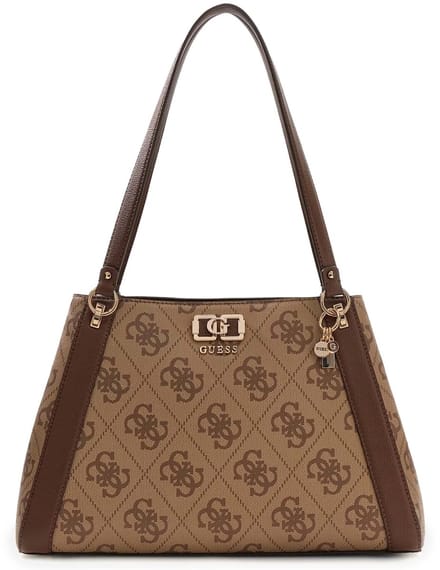 GUESS schoudertas Karnilla Logo Girlfriend Carryall Latte Logo / Brown Lichtbruin