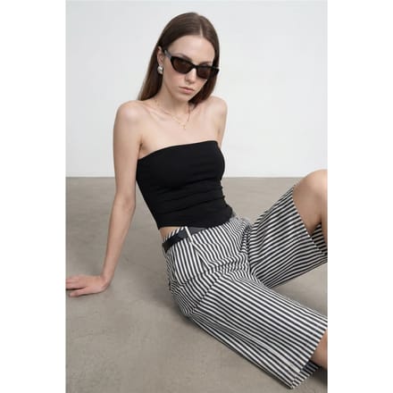 Dames Strapless Crop Bandeau Top