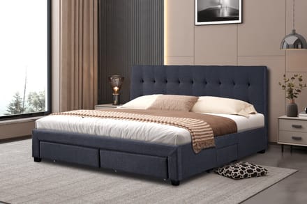 Interiax Jake bed - Grijs Stof -160x200 cm - Inclusief Lattenbodem