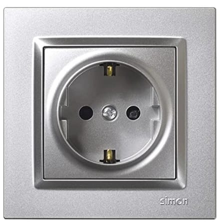 Inbouw Schuko stopcontact 250V 16A met frame en deksel - Aluminium