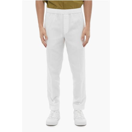 Slim Fit REM-broek met elastische tailleband in wit