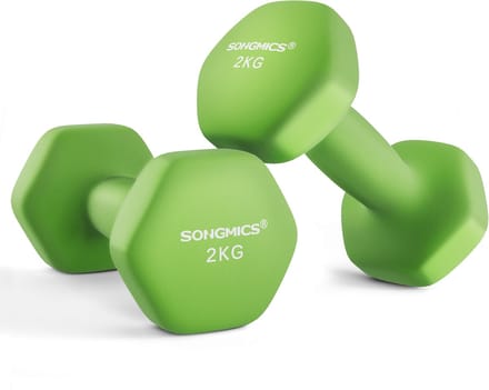 SONGMICS - Dumbells - Dumbells 2 kg - Halterset 2 Stuks - Hexagon Halters - Neopreen Coating - Voor Krachttraining Thuis