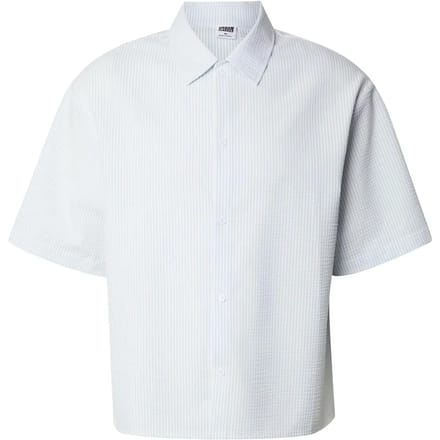 Urban Classics - Seersucker Short Sleeve Overhemd - S - Blauw/Wit