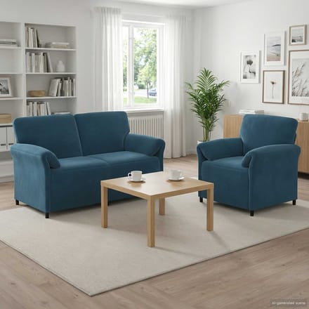 vidaXL - Bankstel - 2 - st - Blauw - Fluweel