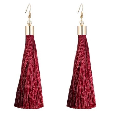 Fako Bijoux® - Kwast Oorbellen Classic - 9cm - Goud - Bordeaux Rood