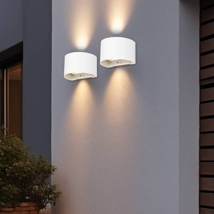REALITY TALENT - Wandlamp - Wit mat - incl. 2x SMD 1W - Oplaadbaar - Draadloos - Beweginssensor - Schemeringssensor - Accuvoeding - Buitenverlichting - IP44