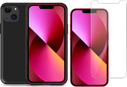 Hoesje geschikt voor iPhone 13 siliconen zwart case - Screen Protector