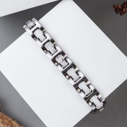 Holzkern armband Forte (Marmer-Zilver)