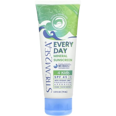 Stream2Sea, Everyday Mineral Sunscreen, SPF 45, 4 children, 2.5 fl oz (75 ml) white