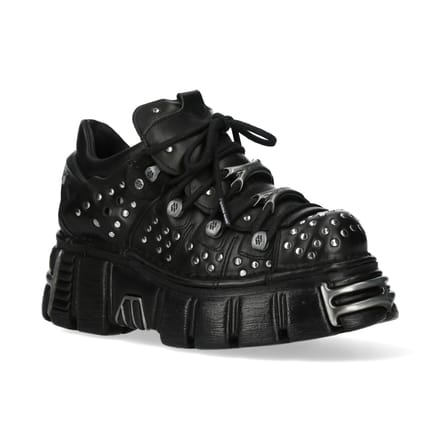 New Rock M-120NR-C1 Zwarte leren Gothic Platform enkellaarsjes