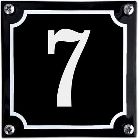 Zwart emaille huisnummer  - 7