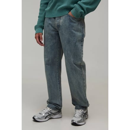 Essential Straight Leg Rigid Washed Jeans | Stonewash | Size 44R