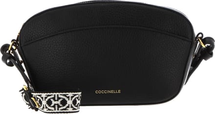 COCCINELLE Leren Schoudertas Enchanteuse Mini Bag Grained Leather Noir Zwart
