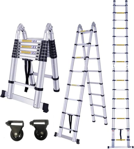 Multifunctionele Telescoopladder Aluminium 5 Meter Draagbaar en Inklapbaar
