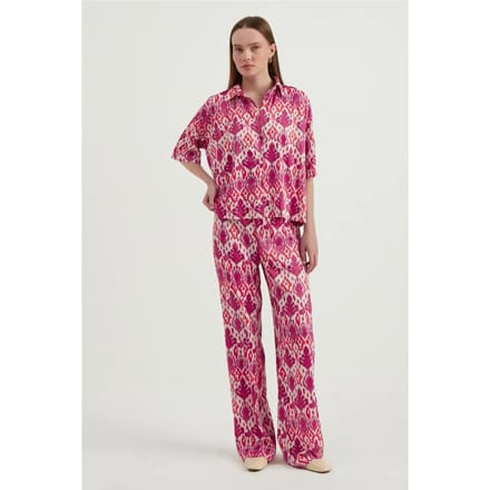 Satin Relaxed Korte Mouw Boho Shirt