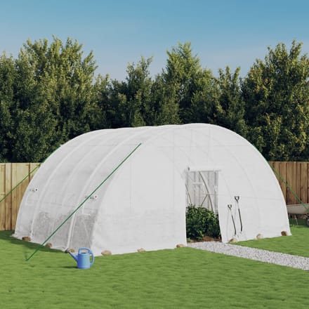 vidaXL - Kas - met - stalen - frame - wit - 24 - m² - 6x4x2,85 - m