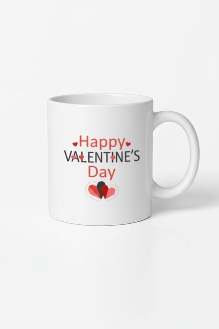 Valentijnsdag Mok Happy Valentine's Day met Hartjes | Romantisch Liefde Cadeau