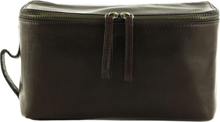 SADDLER Leren Toilettas Baro Toiletry Bag Dark Brown Donkerbruin