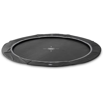 EXIT InTerra Sporttrampoline ø366cm - Groundlevel - Rond - Voor Kinderen - Zwart