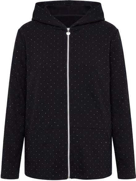 MIAMODA - Dames - Sweatvest Loose Fit capuchon rits - Zwart - Maat 48