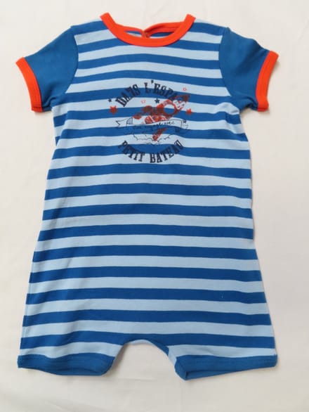Petit Bateau - Combi kort - Jongens - Streep blauw / blauw - 6 maand 67