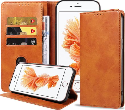 Smartphonica iPhone 6/6s Plus leren hoesje met magnetische sluiting - Bruin geschikt voor iPhone 6/6s Plus