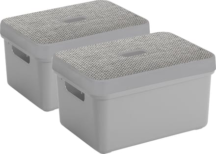 Sunware Opbergbox - lichtgrijs - 5 liter - set van 2x stuks met deksel