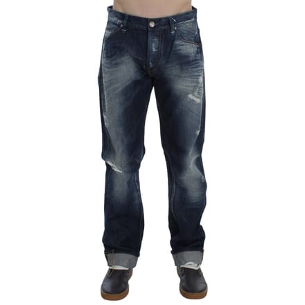 Eight Men's Blue Wash Cotton Denim Regular Fit Jeans