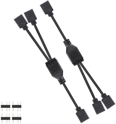 2 Stuks 5V 3-Pin ARGB Splitter Kabel - 1 naar 2 Adresbare Hub Extensie voor LED Strips en Ventilatoren