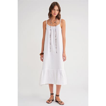 Midi Musseline Jurk met Ruffles