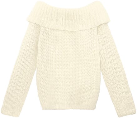 Yehwang - Frosty Morning Off Shoulder Trui - Gebroken Wit - Maat S/M