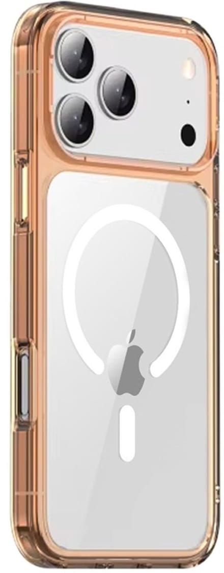 Mobiq - Schokbestendige MagSafe Case geschikt voor iPhone 17 Pro Max - transparant/oranje